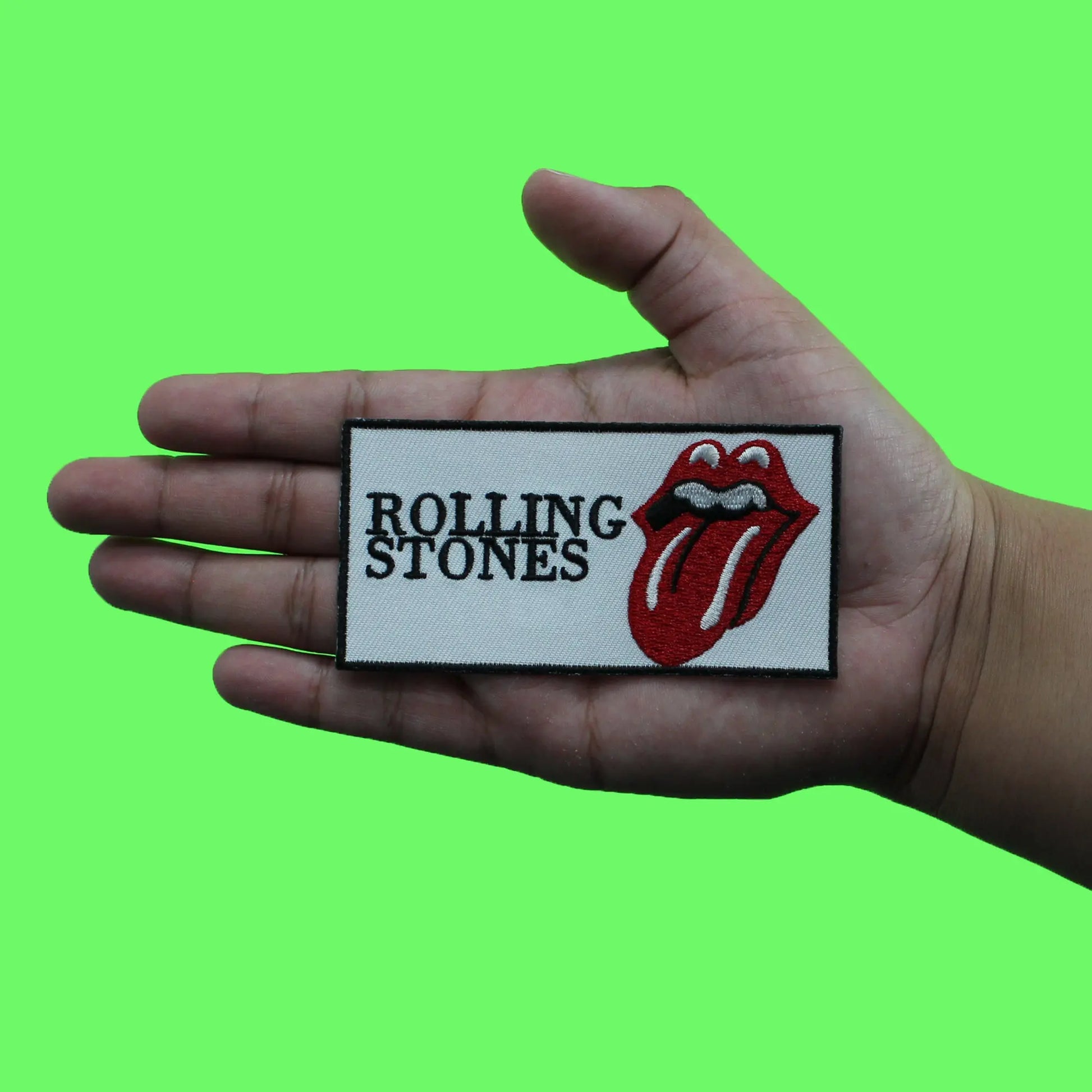 Rolling Stones White Box Logo Patch English Rock Band Embroidered Iron On
