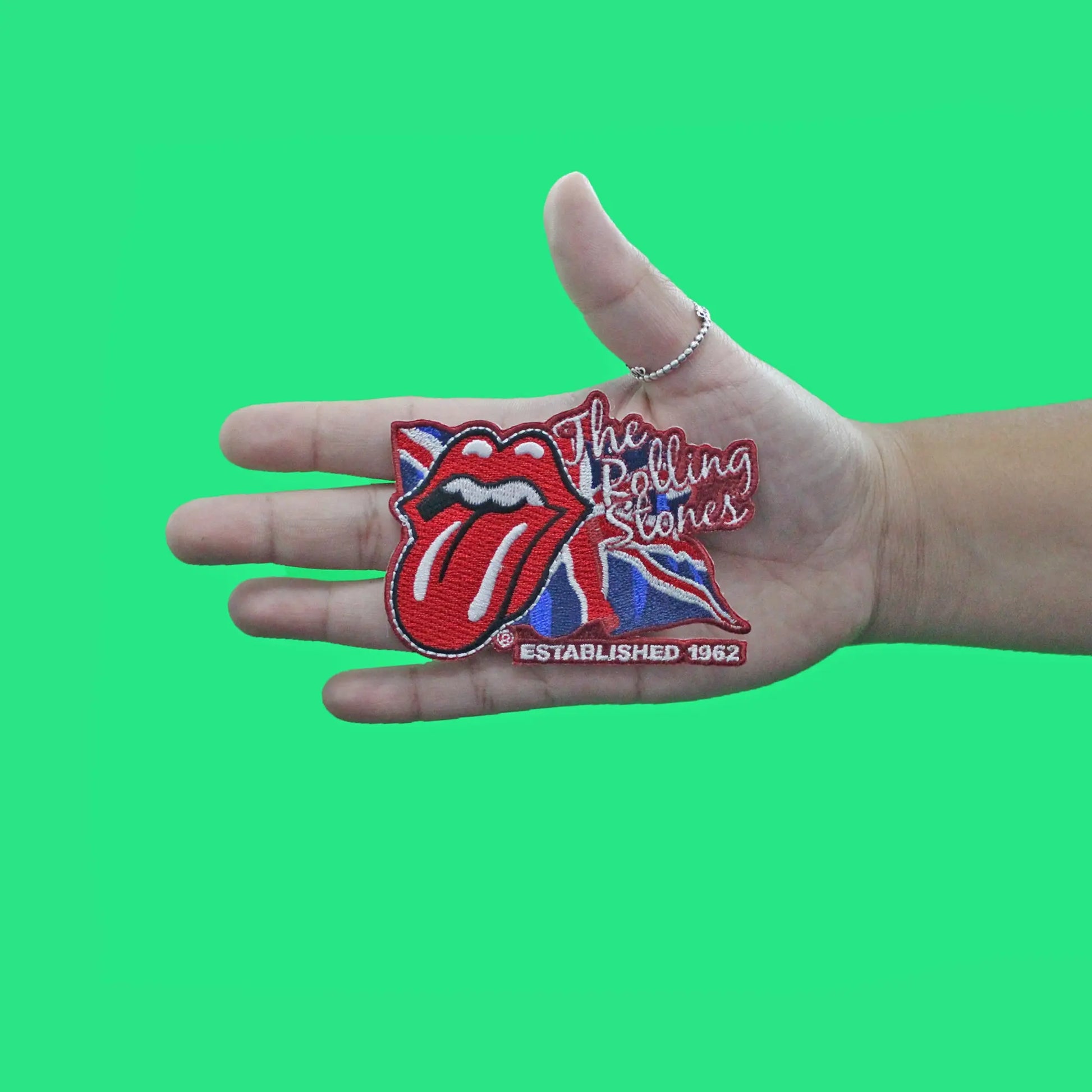 Rolling Stones Lick The Flag Patch Rock Folk Woven Iron On