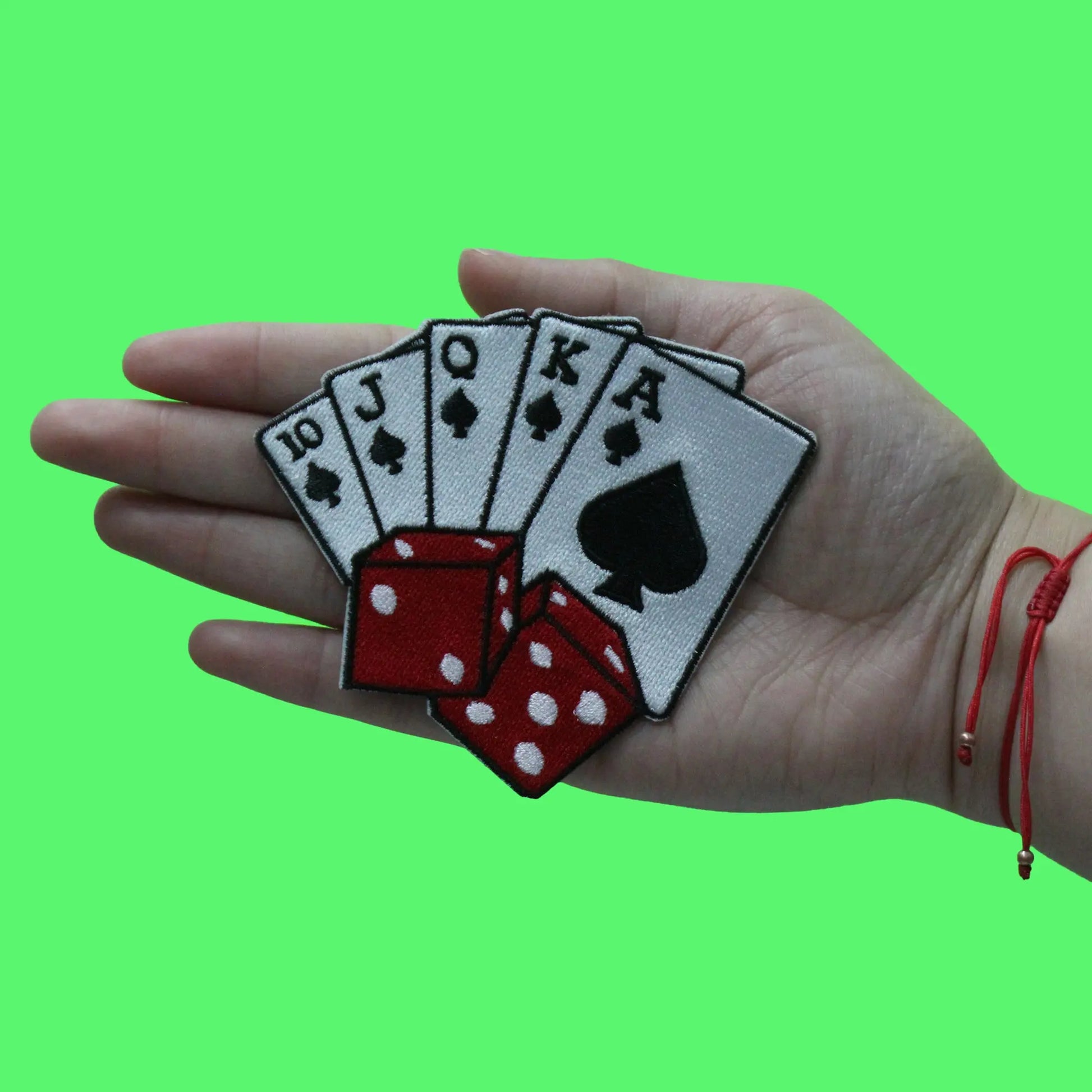 Royal Flush Dice Patch Playing Cards Game Embroidered Iron On