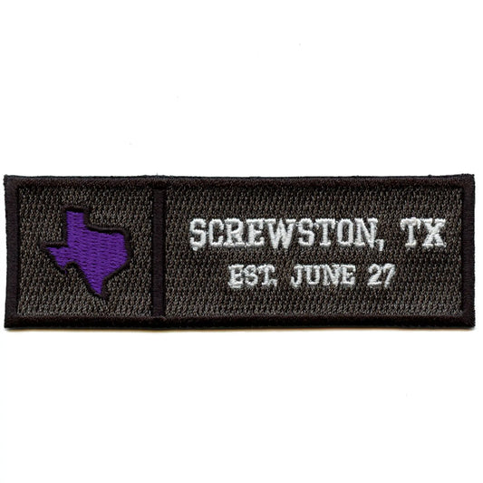 Screwston Jersey Tag Patch Houston Established Texas Embroidered Iron On