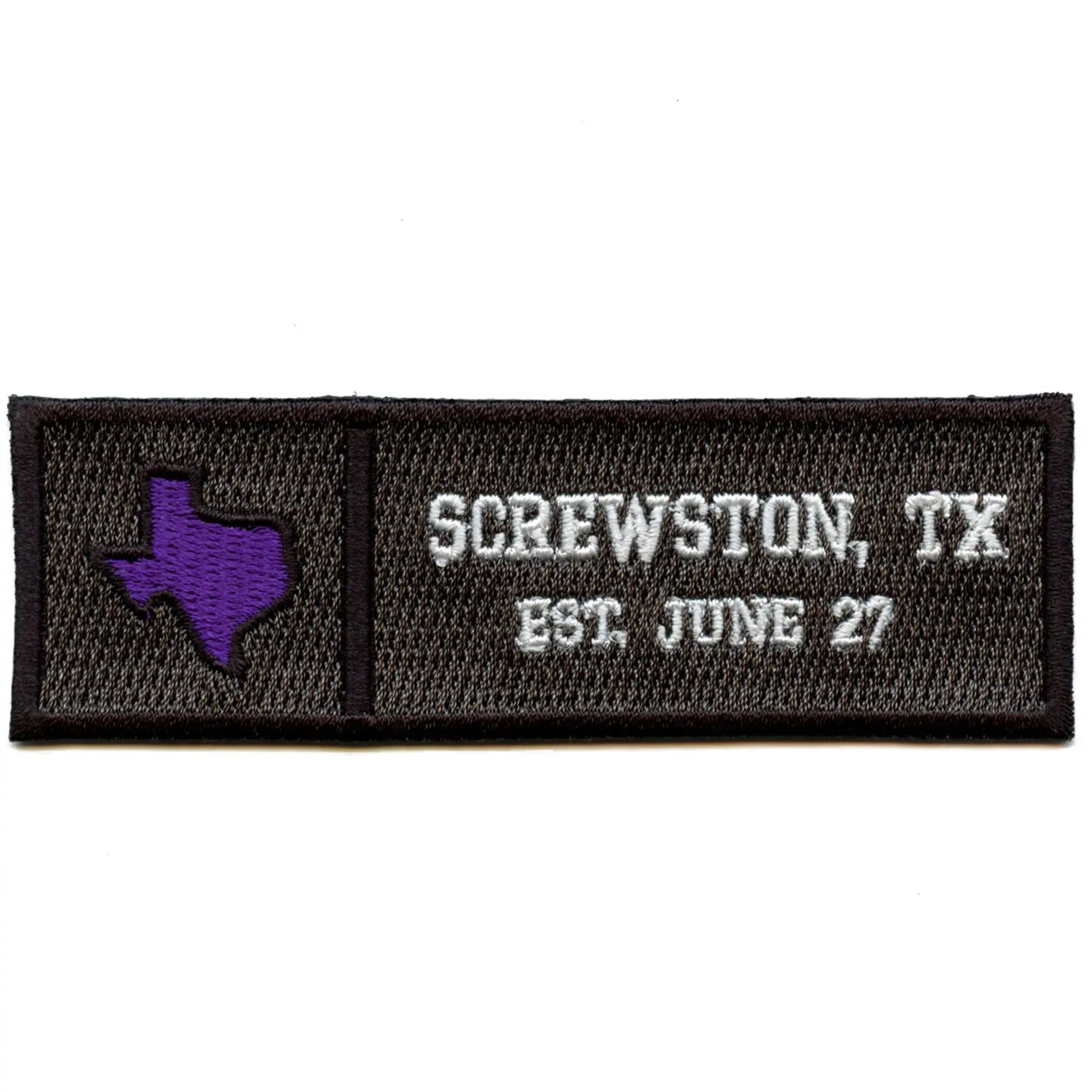 Screwston Jersey Tag Patch Houston Established Texas Embroidered Iron On