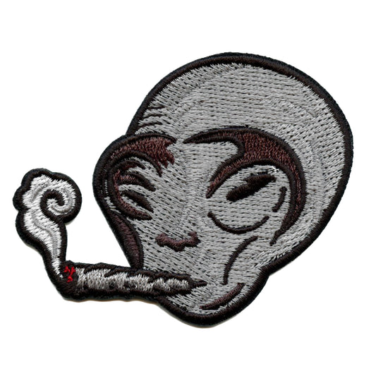 Smoking Outer Space Alien Patch Cool Extraterrestrial Embroidered Iron On