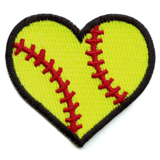 Soft Ball Heart Patch Sports Underhand Pitch Embroidered Iron On