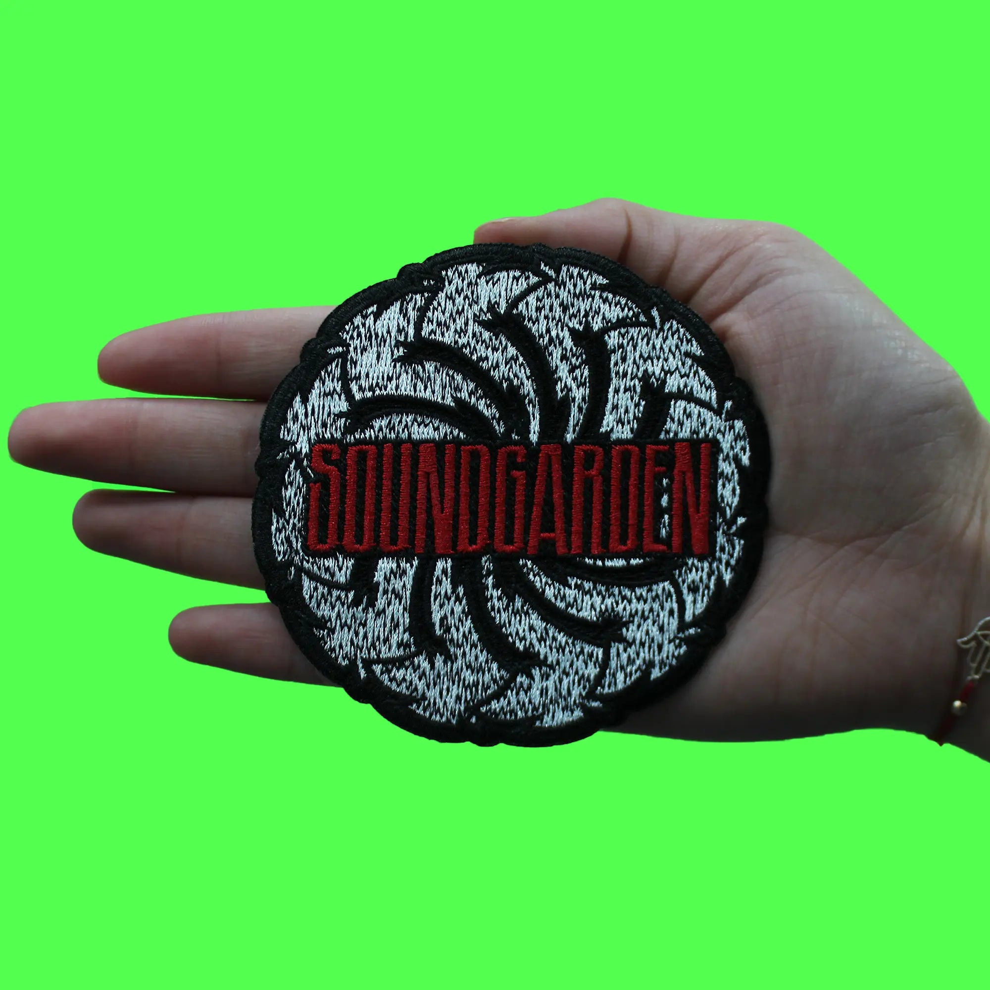 Soundgarden Black & White Swirl Logo Patch Seattle Rock Band Embroidered Iron On