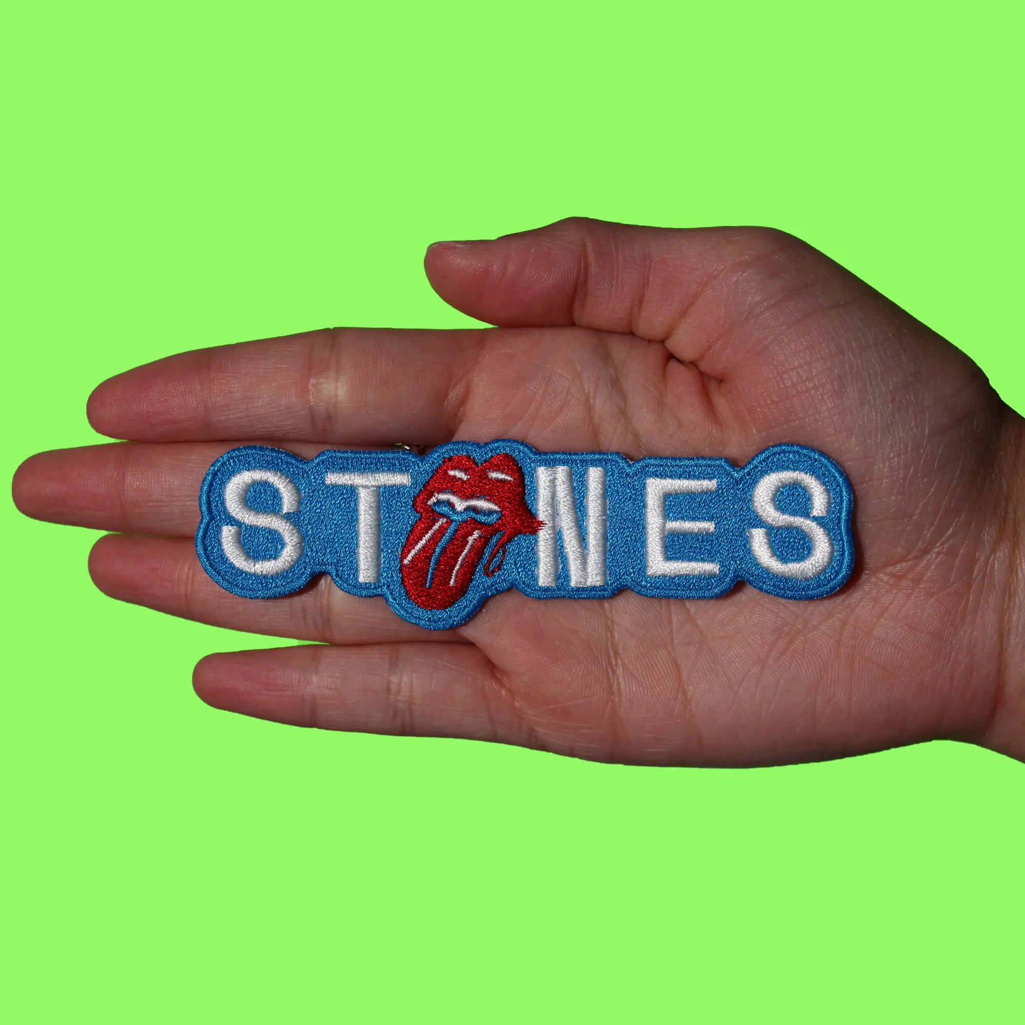 Stones Rolling Stones Patch Script Tongue Out Embroidered Iron On