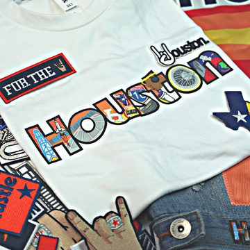 Shirt with Houston Sew or Iron-on Patches