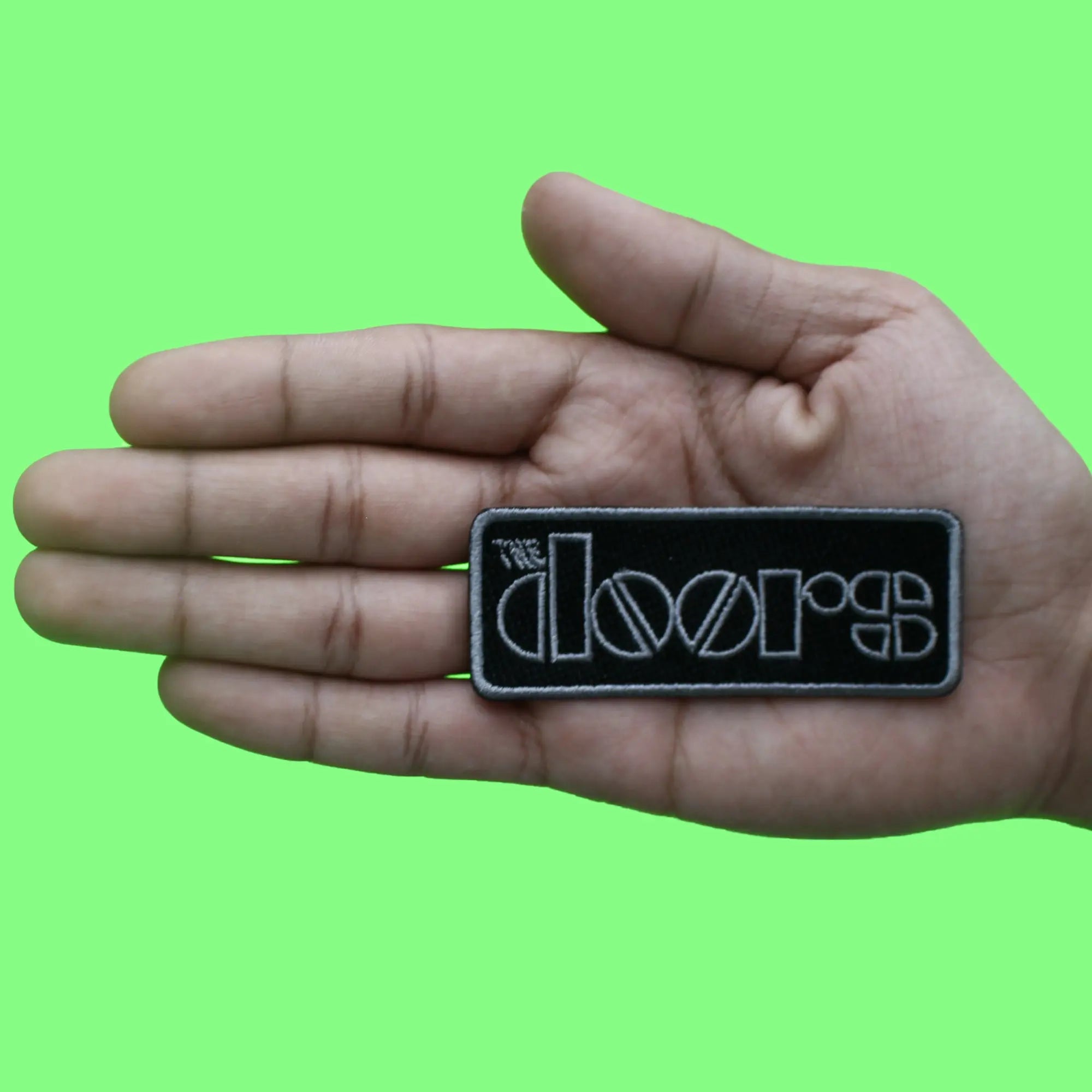 The Doors Script Patch Grey Box Logo Embroidered Iron On