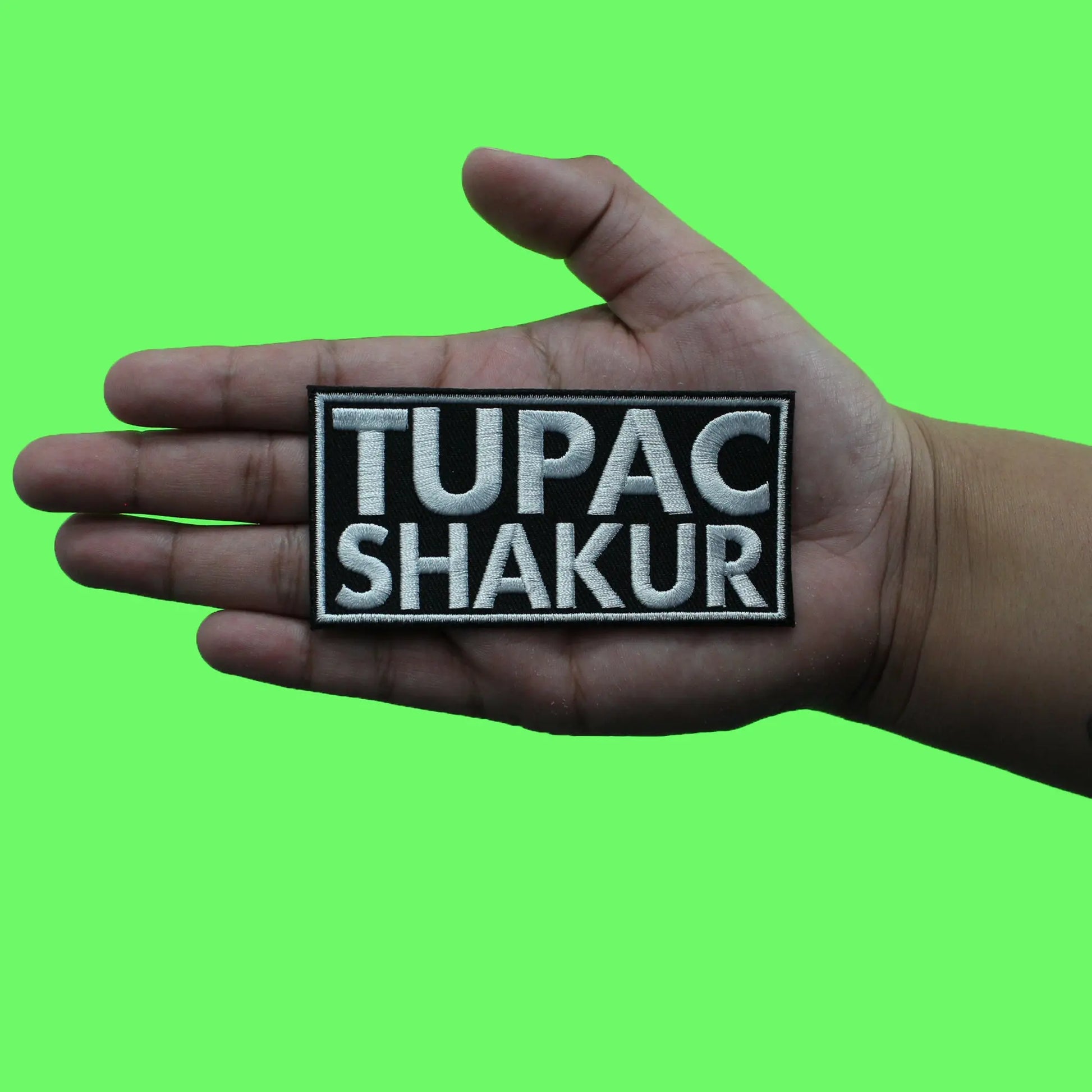 Tupac Shakur Name Logo Silver Patch Iconic Rapper Music Woven Iron On