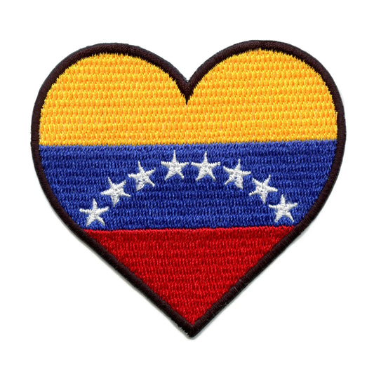 Venezuela Country Flag Patch Heart Hispanic Culture Embroidered Iron On