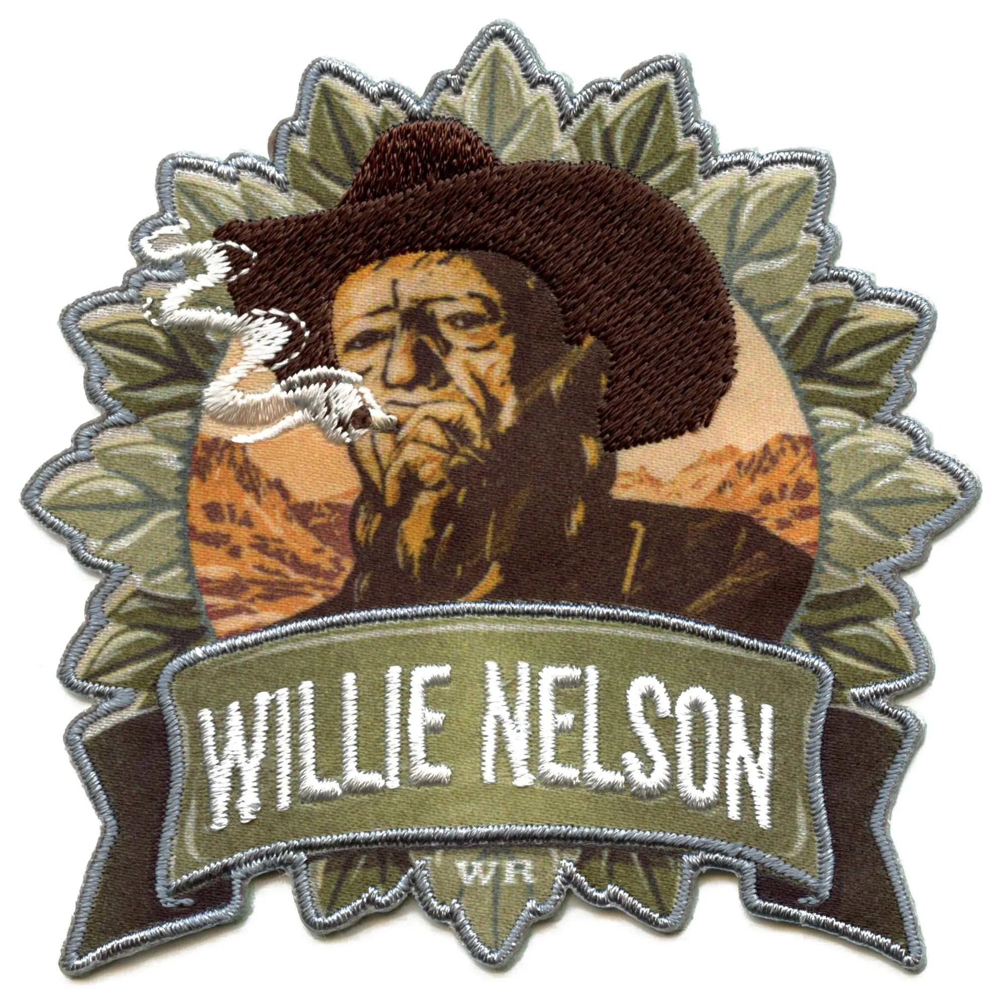 Willie Nelson Portrait Patch Smoking Pot Music Sublimated Embroidered Iron On