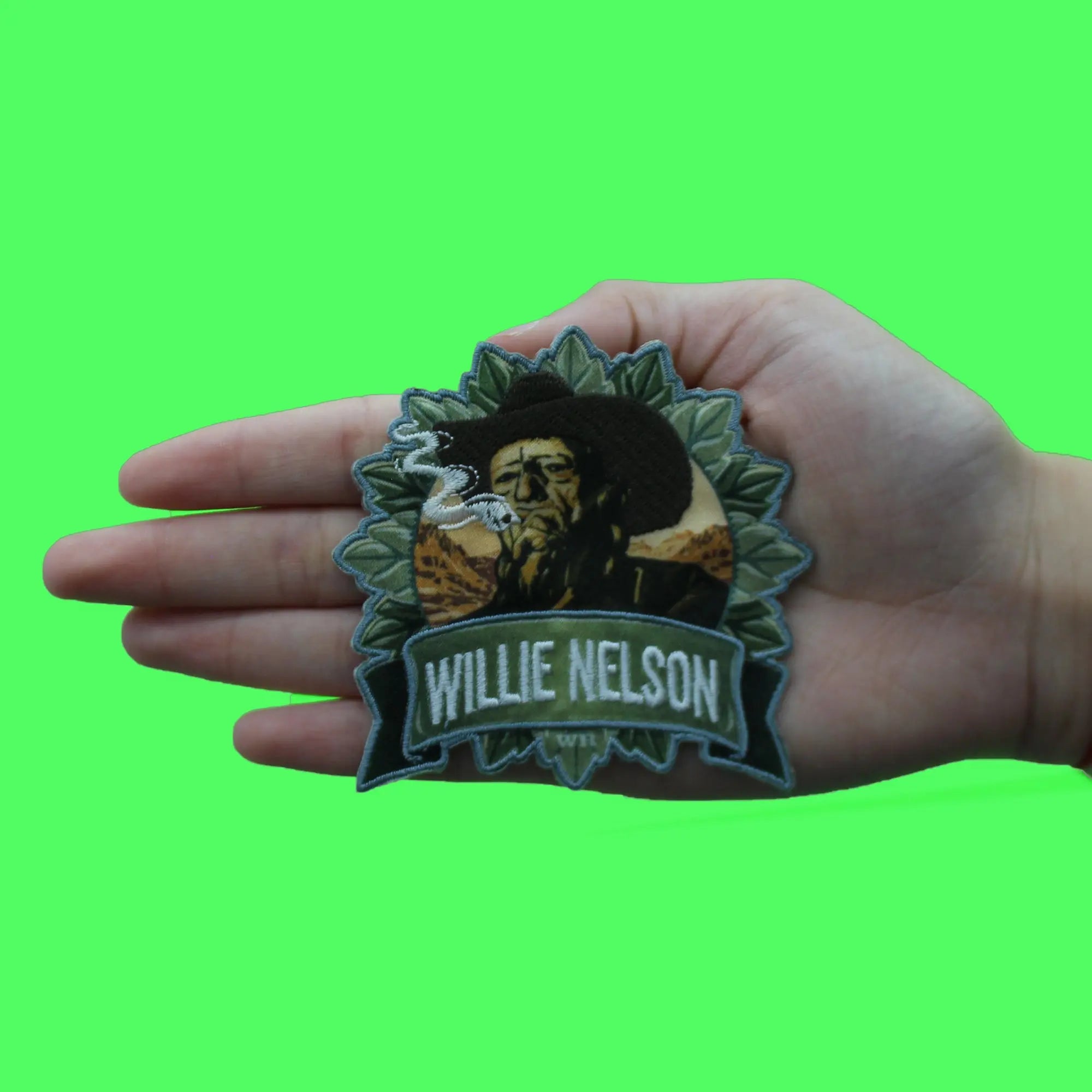 Willie Nelson Portrait Patch Smoking Pot Music Sublimated Embroidered Iron On
