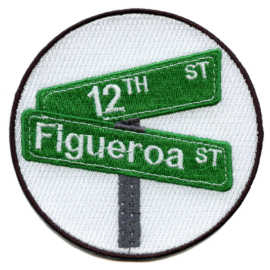 12th And Figueroa Cross Street Round Embroidered Iron On Patch 