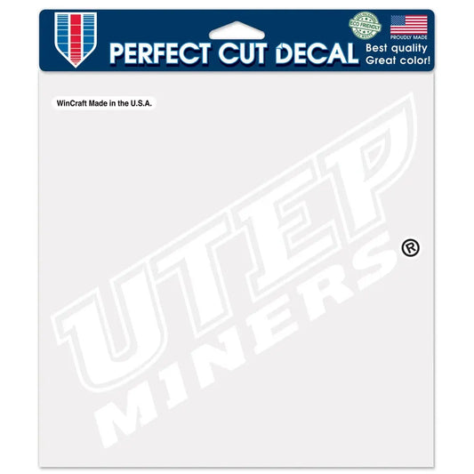 UTEP Miners Die Cut Decal 8 x 8 (White)
