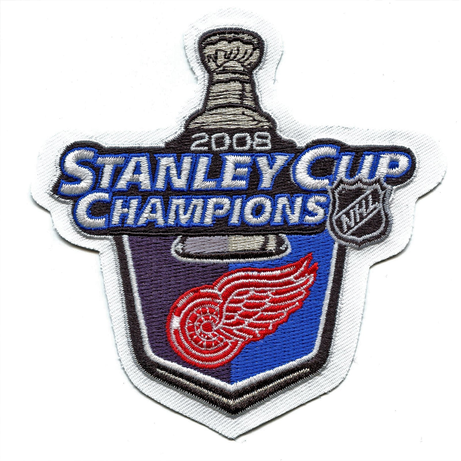 A Stanley Cup Champions patch is seen on the jersey of St. Louis