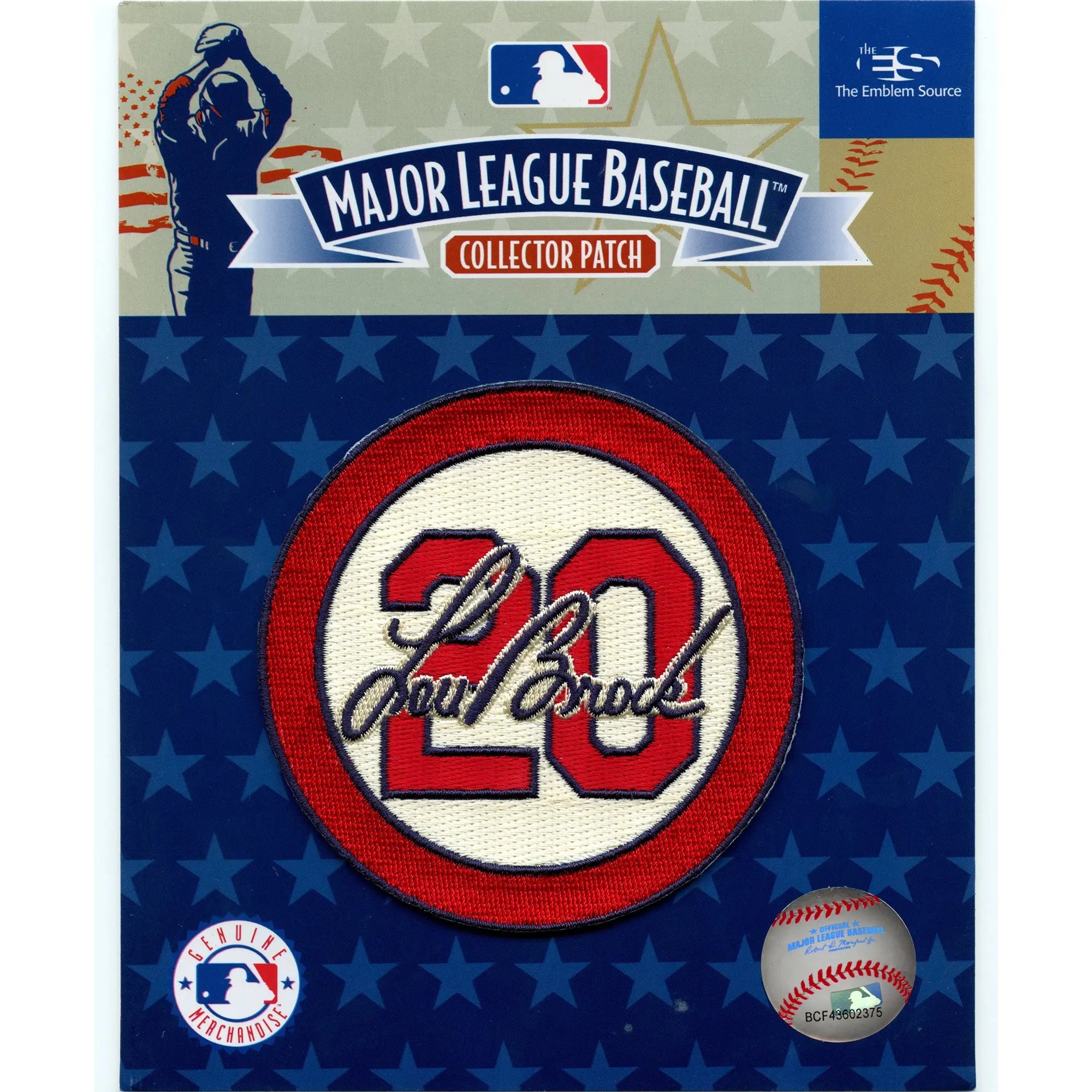 2020 Lou Brock #20 St Louis Cardinals Cream Memorial Patch