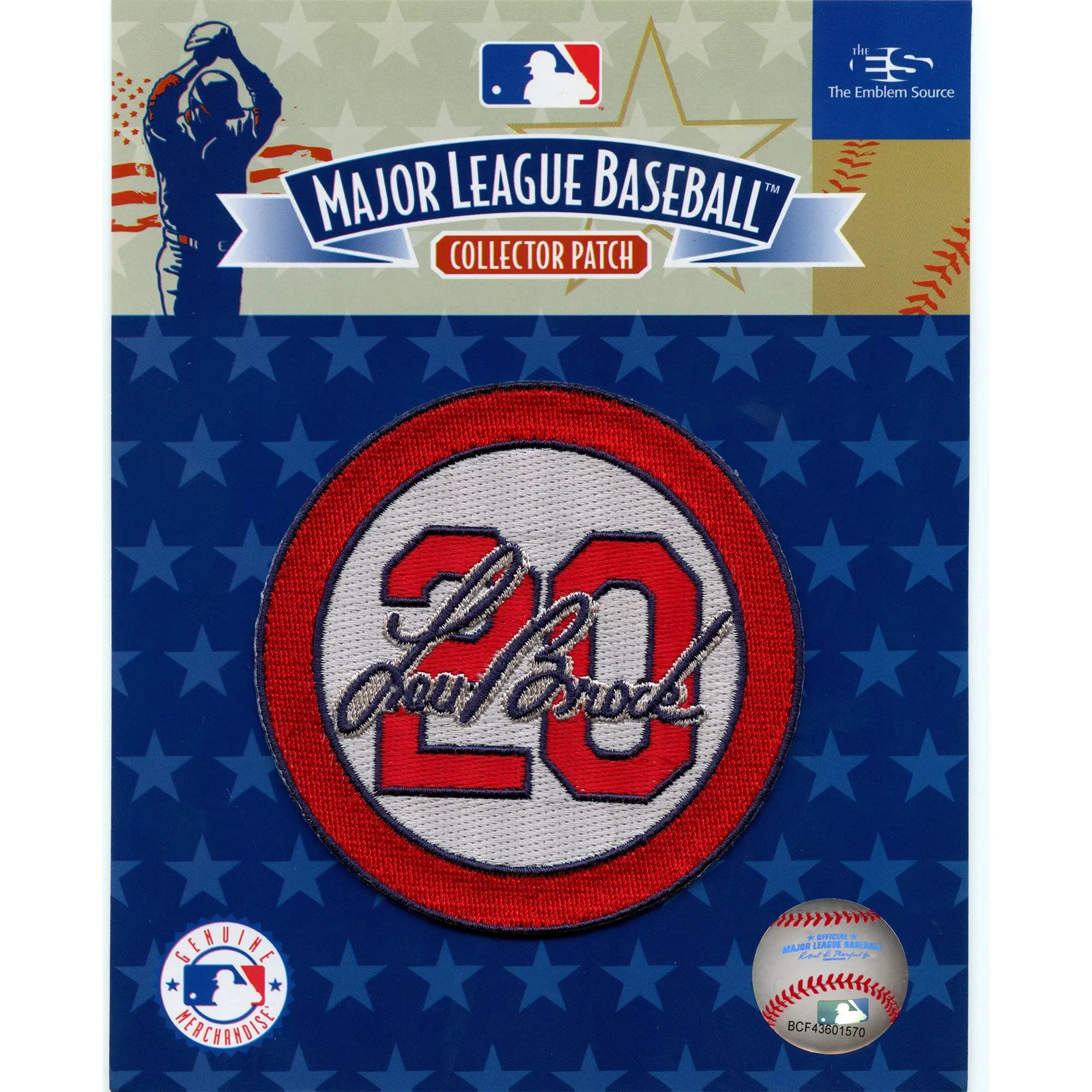 2020 Lou Brock #20 St Louis Cardinals Silver Memorial Patch