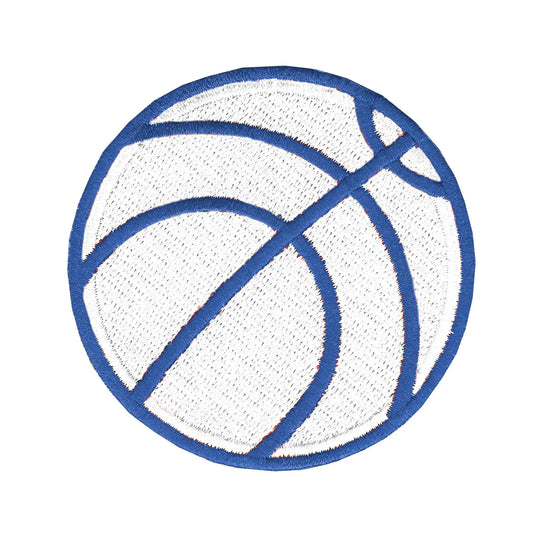 Basketball (White & Blue) Iron On Embroidered Patch 