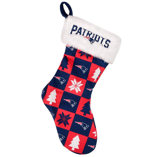New England Patriots NFL Basic Christmas Checkered Stocking 