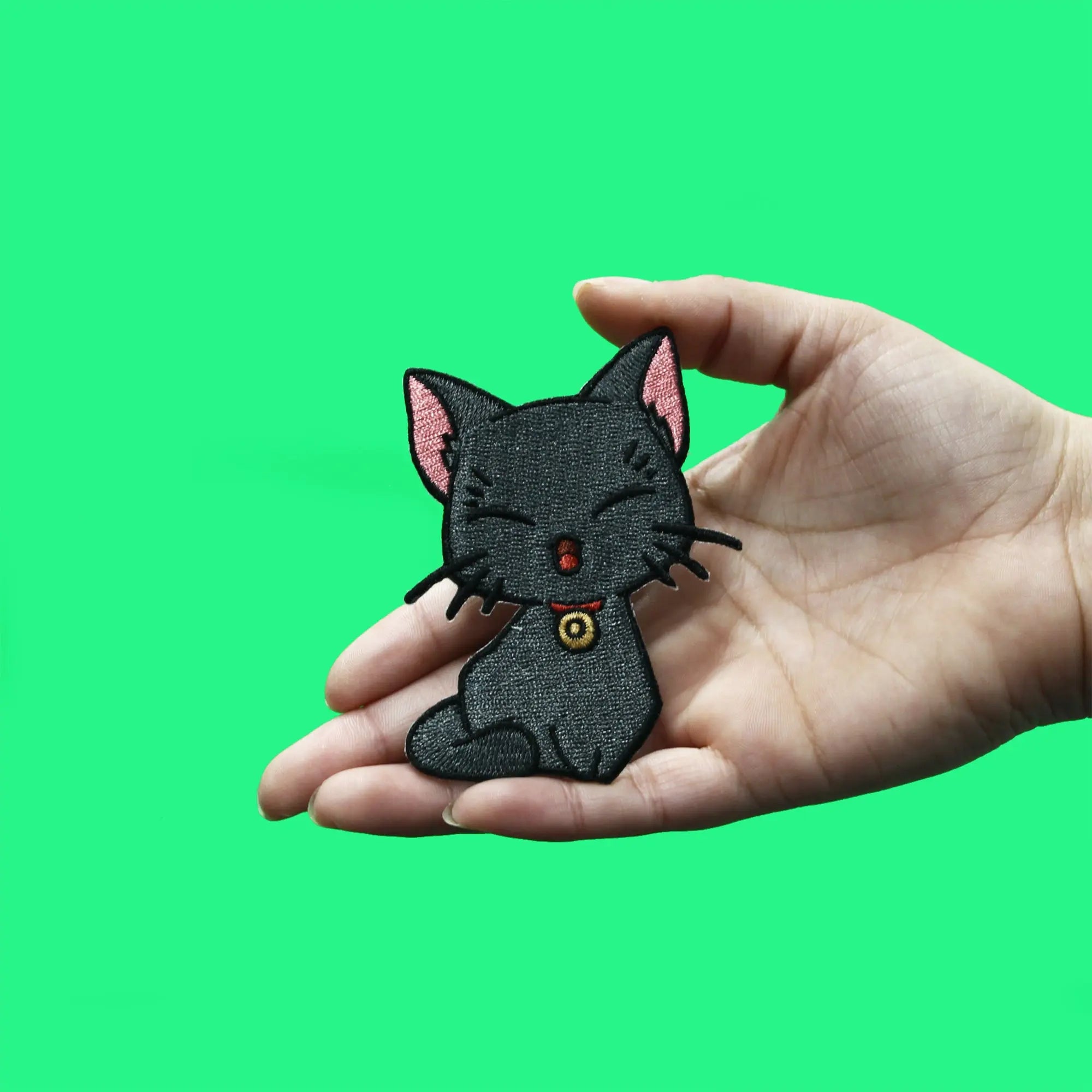 Akudama Drive Black Cat Patch Eyes Close Embroidered Iron On