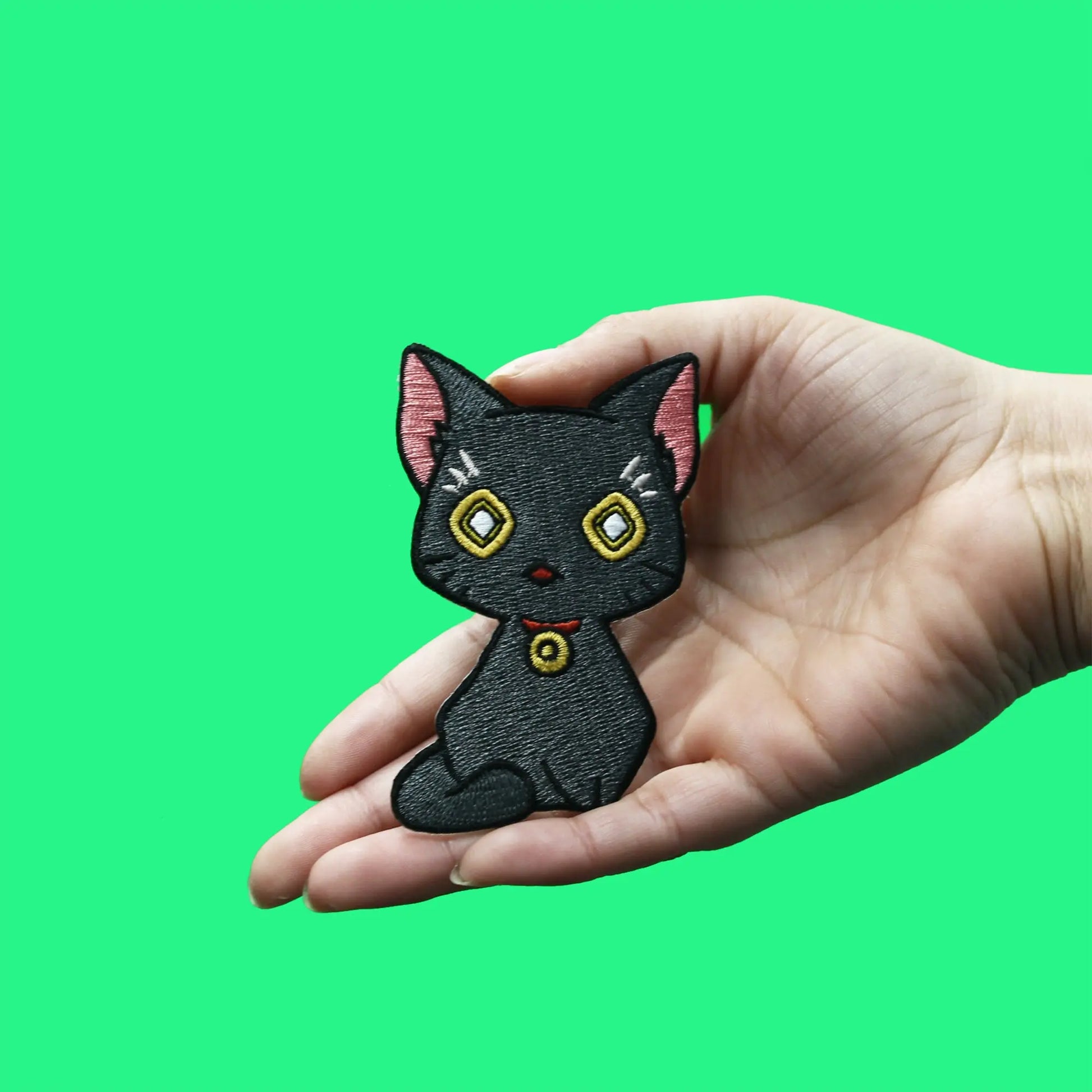 Akudama Drive Black Cat Patch Eyes Open Embroidered Iron On