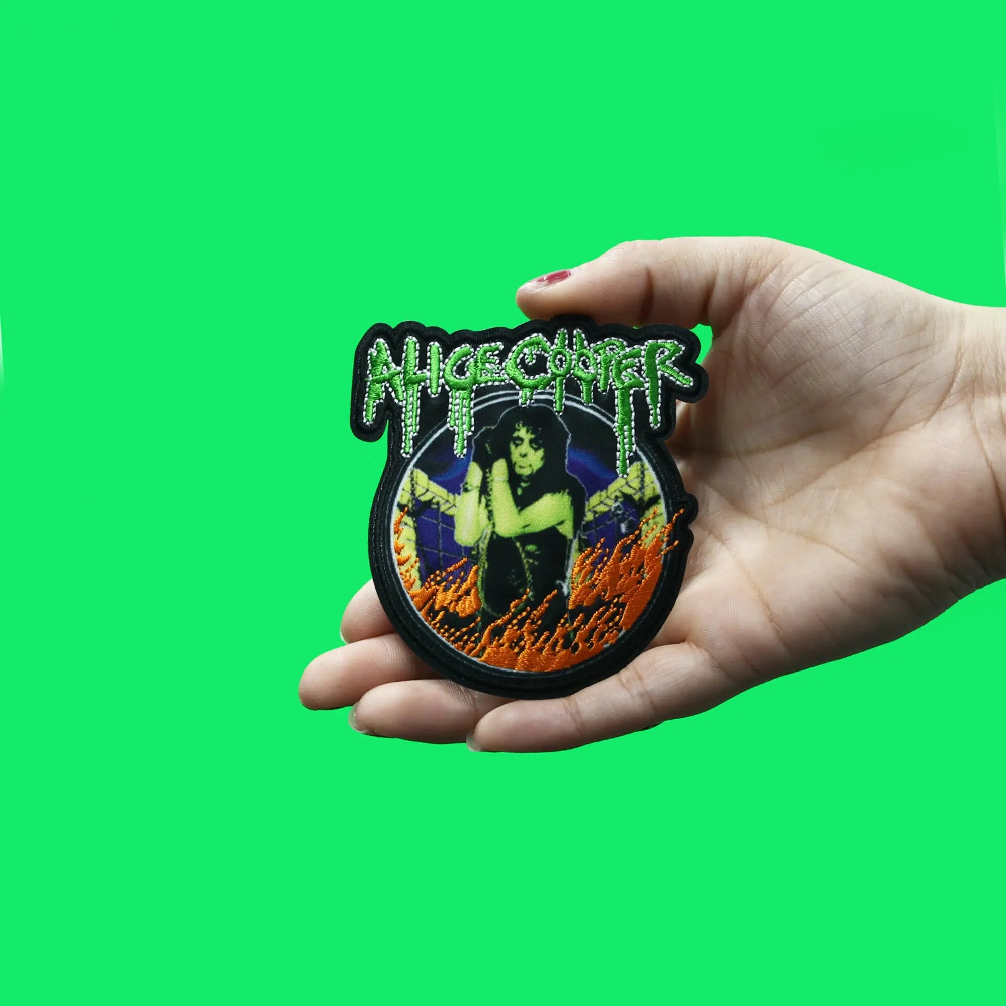 Alice Cooper In Flames Patch On Fire Embroidered Iron On