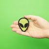Small Green Alien Head Embroidered Iron On Patch 