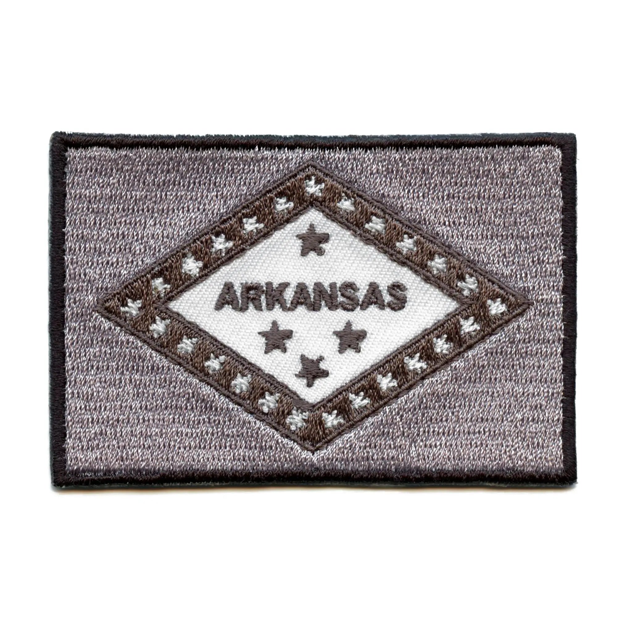 Arkansas State Flag Grayscale Embroidered Iron On Patch
