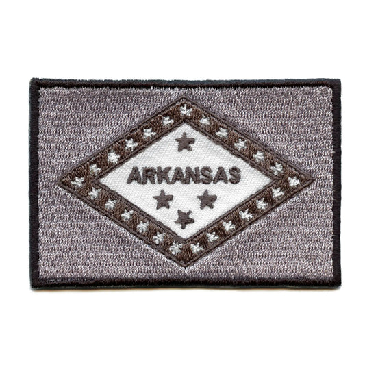 Arkansas State Flag Grayscale Embroidered Iron On Patch 