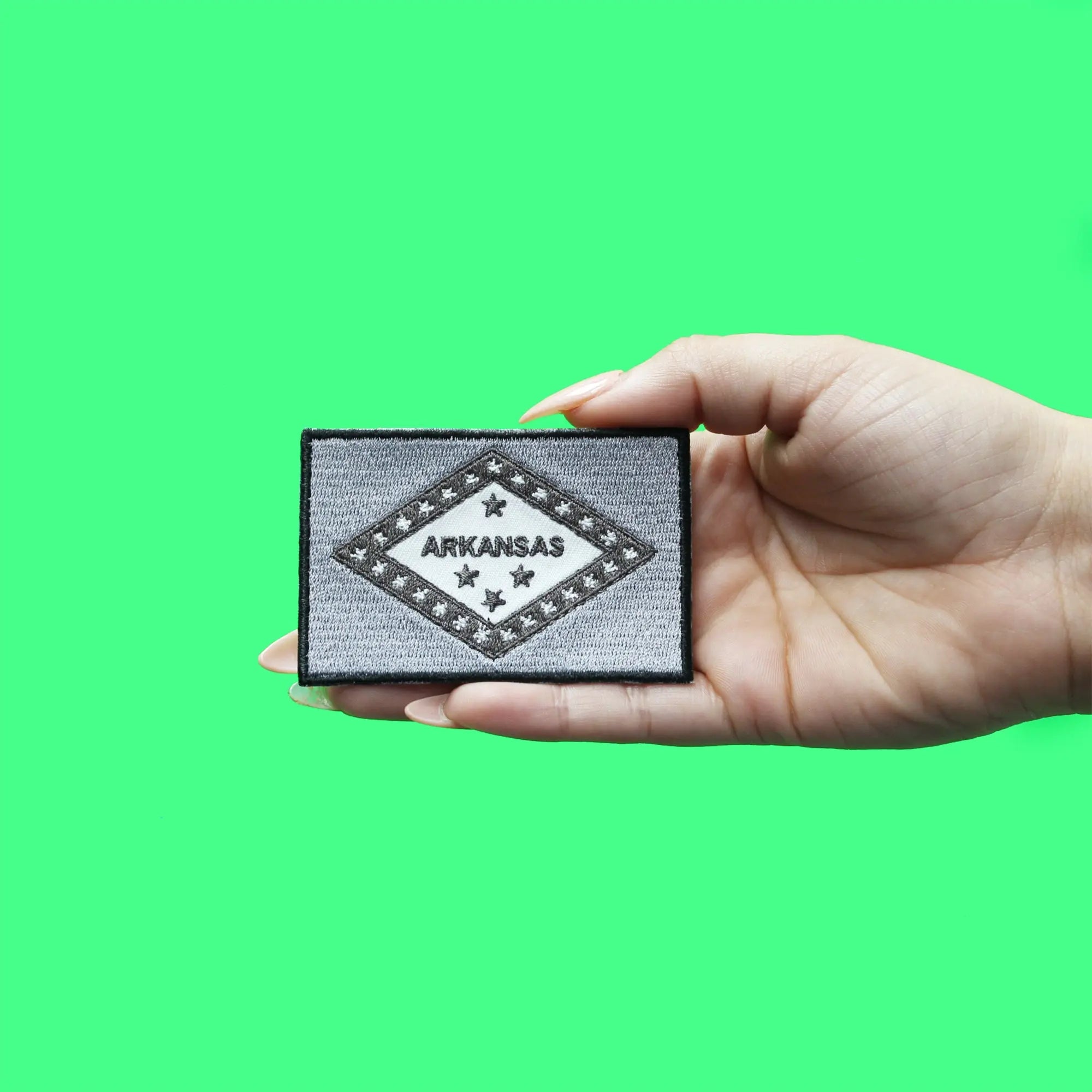 Arkansas State Flag Grayscale Embroidered Iron On Patch