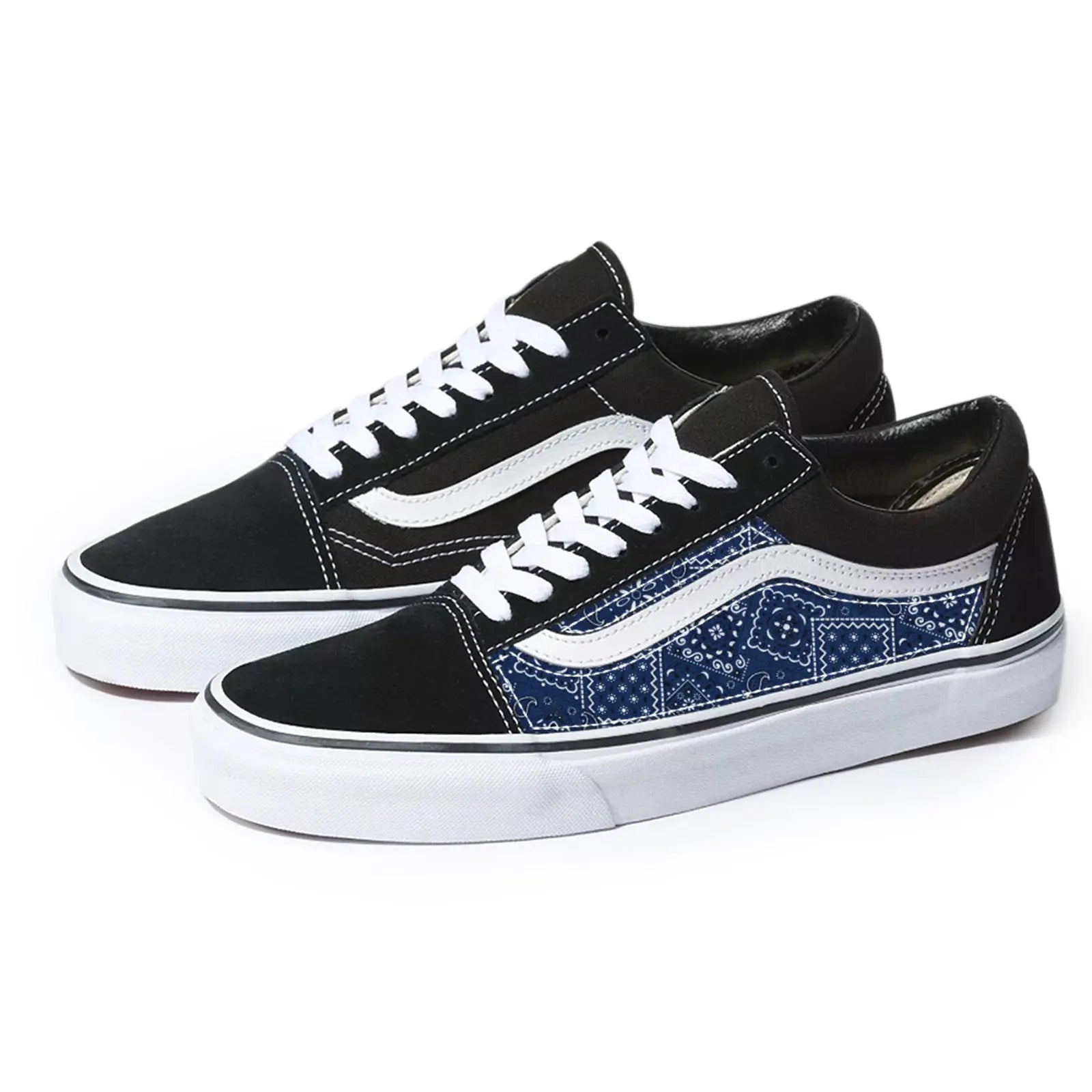 Vans Black Old Skool x Blue Handmade Shoes By Collection