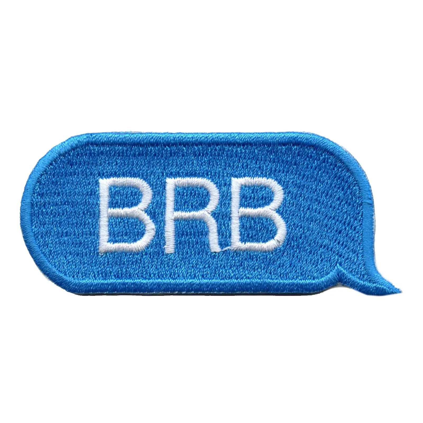 BRB Blue Text Bubble Embroidered Iron On Patch