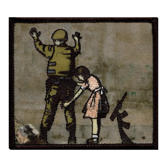 Banksy Girl Frisking Soldier Embroidered Iron On PhotoPatch