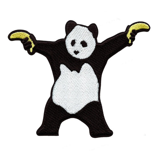 Banksy Panda Wielding Banana Guns Embroidered Iron On Patch