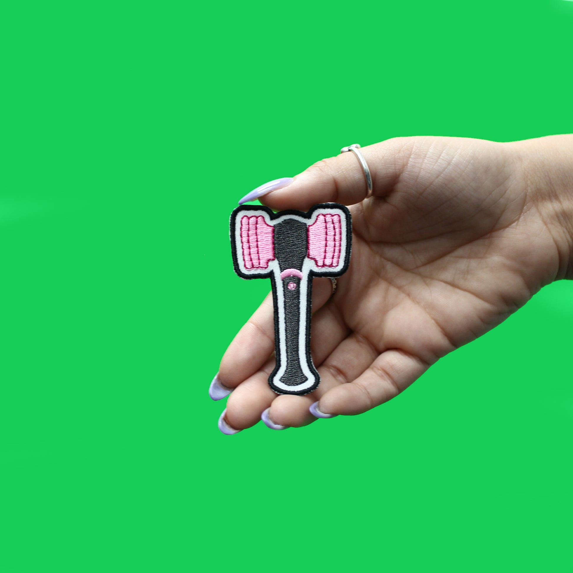 Hammer Light Stick Patch KPOP Fan Emoji Embroidered Iron On