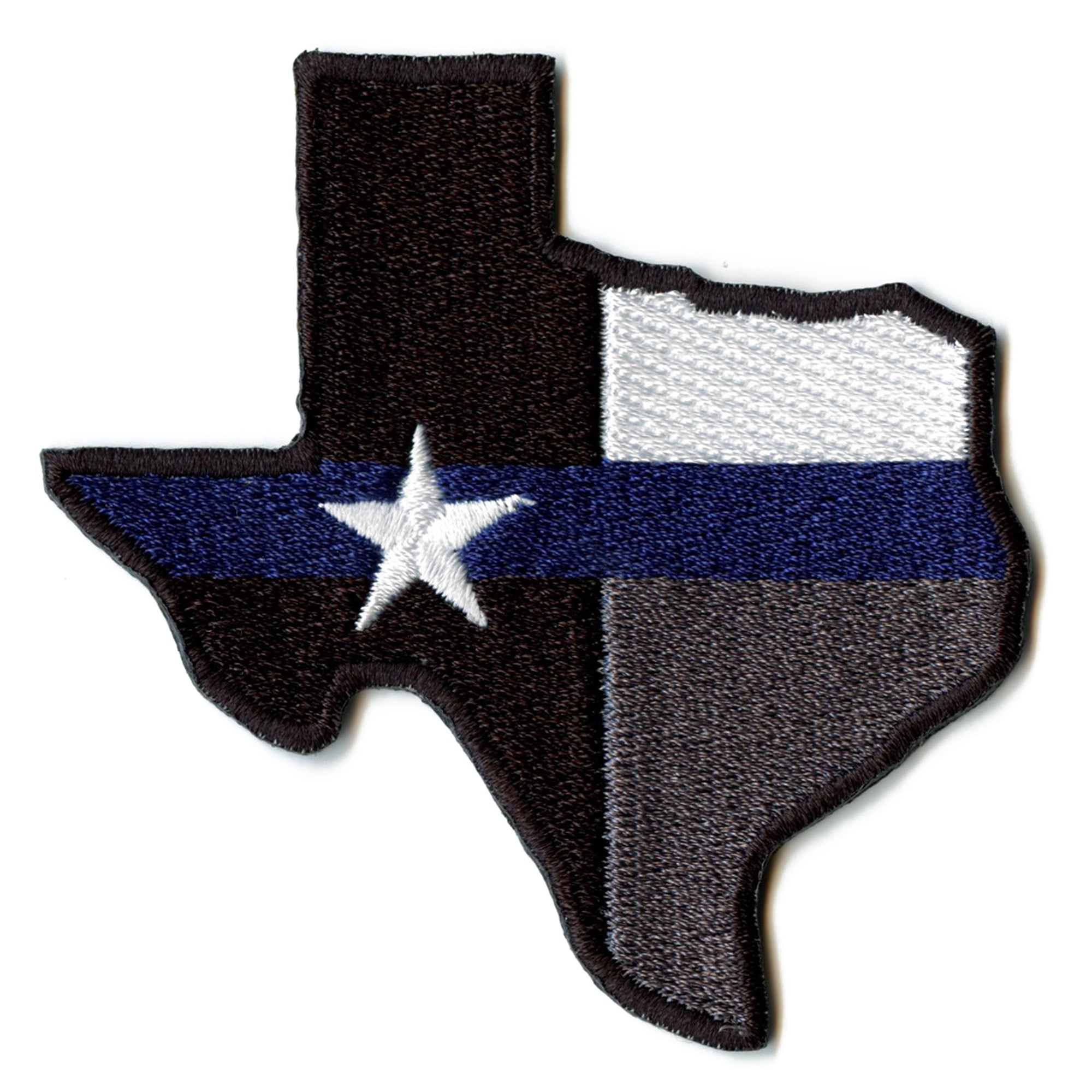 Blue Police Stripe Patch Texas State Support Embroidered Iron On