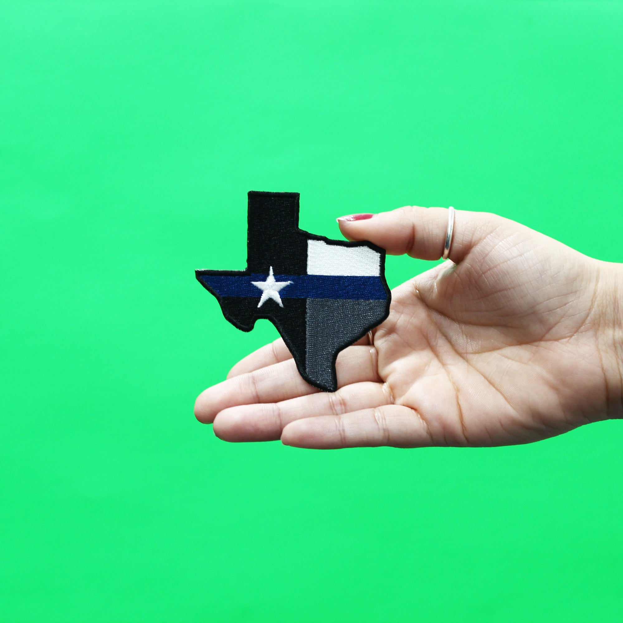 Blue Police Stripe Patch Texas State Support Embroidered Iron On