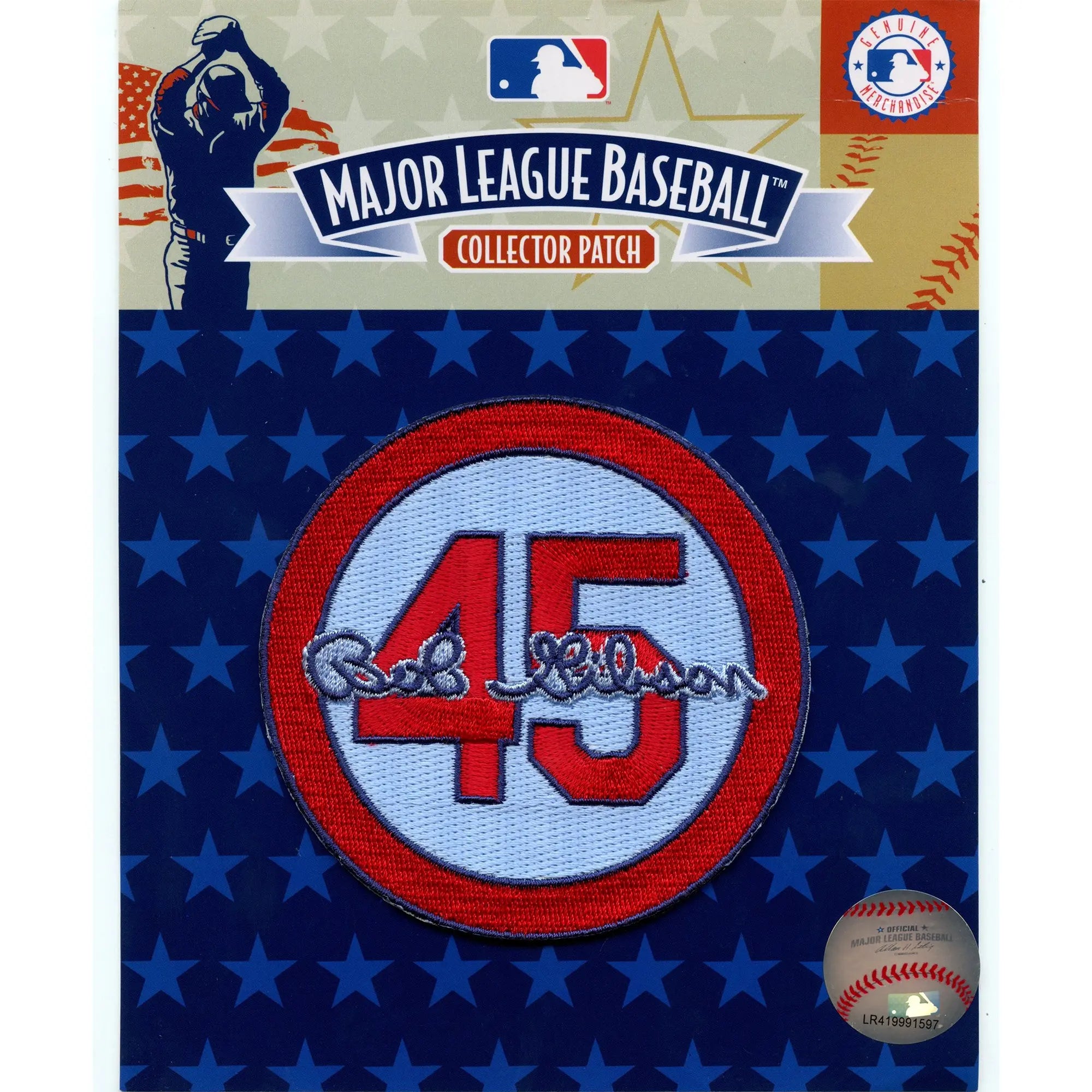 Bob Gibson 45 Memorial St. Louis Cardinals Embroidered Patch (Blue)