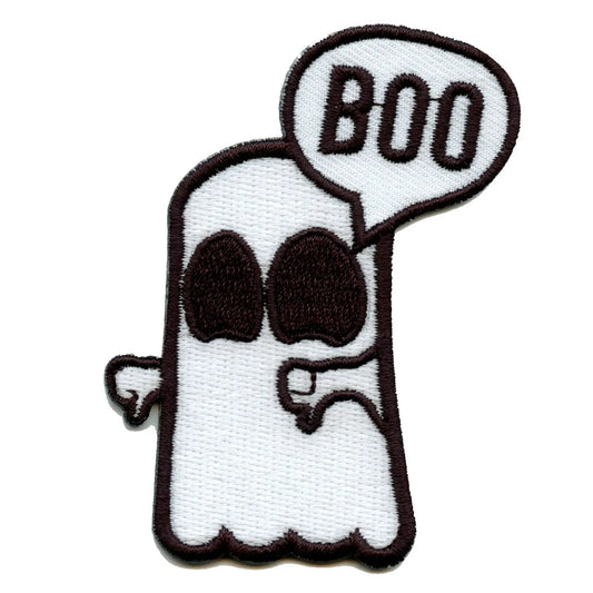 Halloween Booing Ghost With Thumbs Down Embroidered Iron On Patch 
