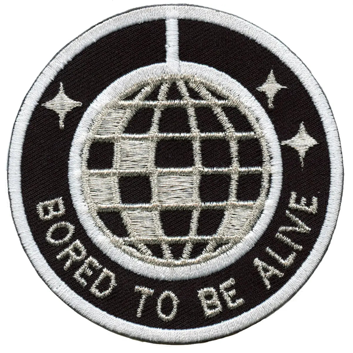 Bored To Be Alive Disco Ball Round Embroidered Iron On Patch