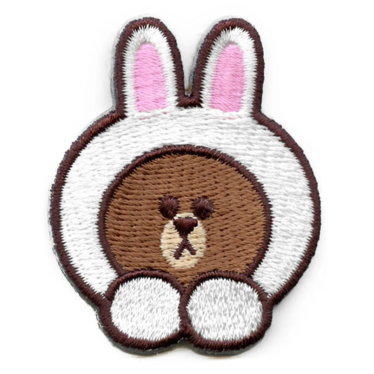 Line Friends Bear Brown Patch Bunny Hat Embroidered Iron On 