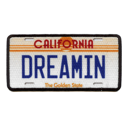 California Dreamin License Plate Patch Golden State Embroidered Iron On