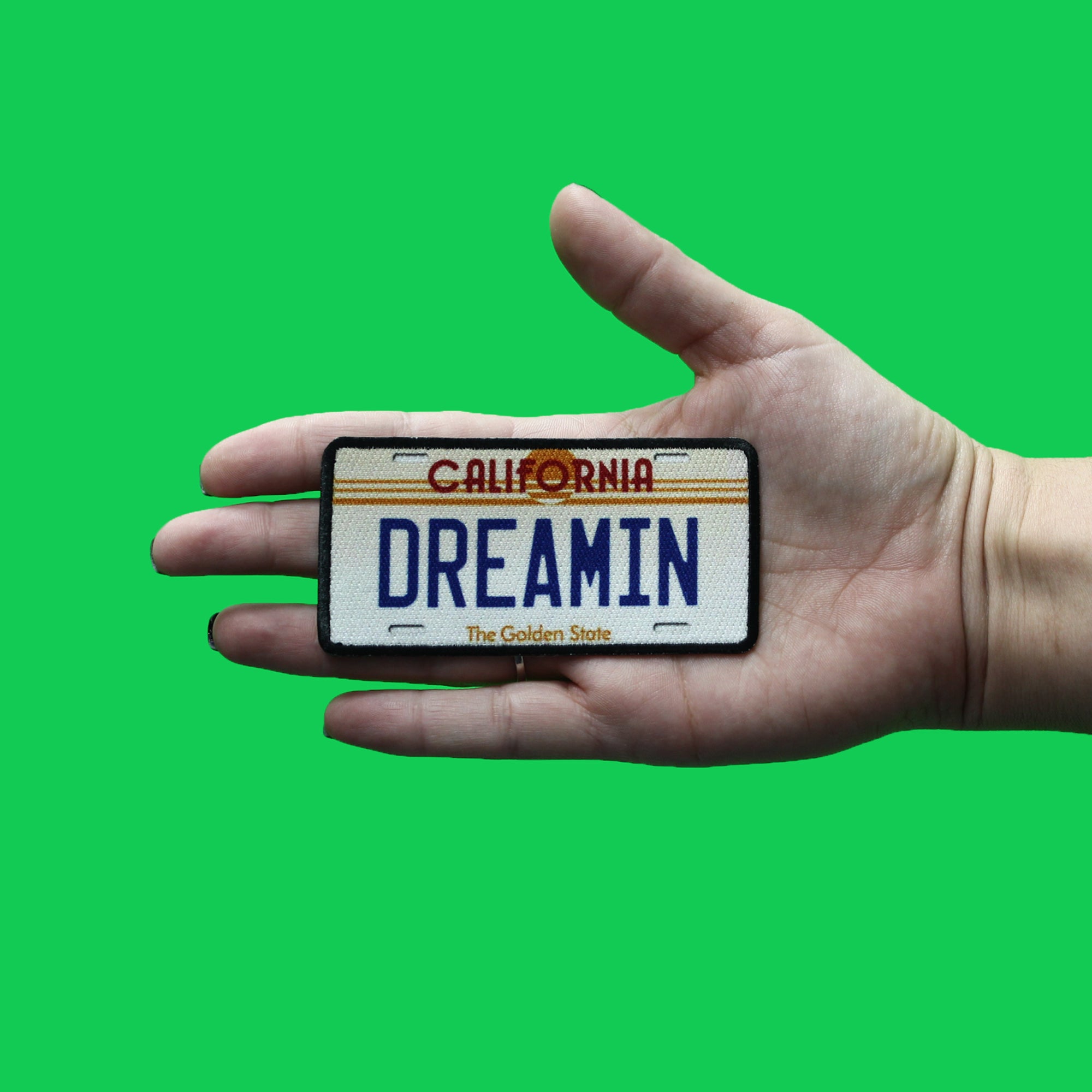 California Dreamin License Plate Patch Golden State Embroidered Iron On