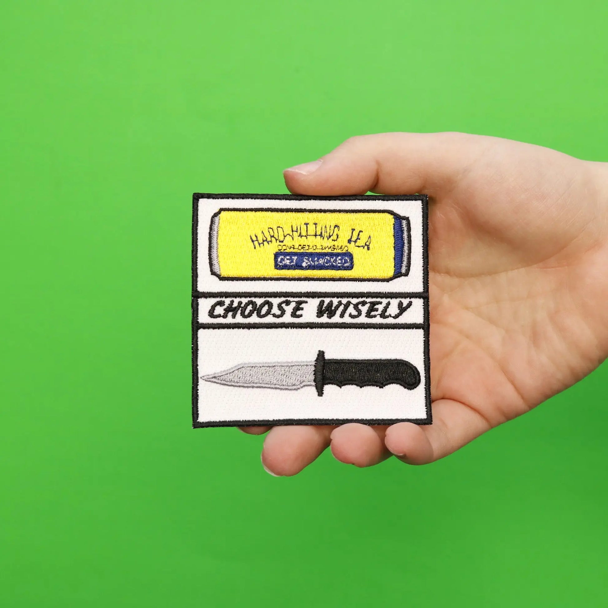 Choose Wisely Hard Hitting Tea And Knife Box Embroidered Iron On Patch