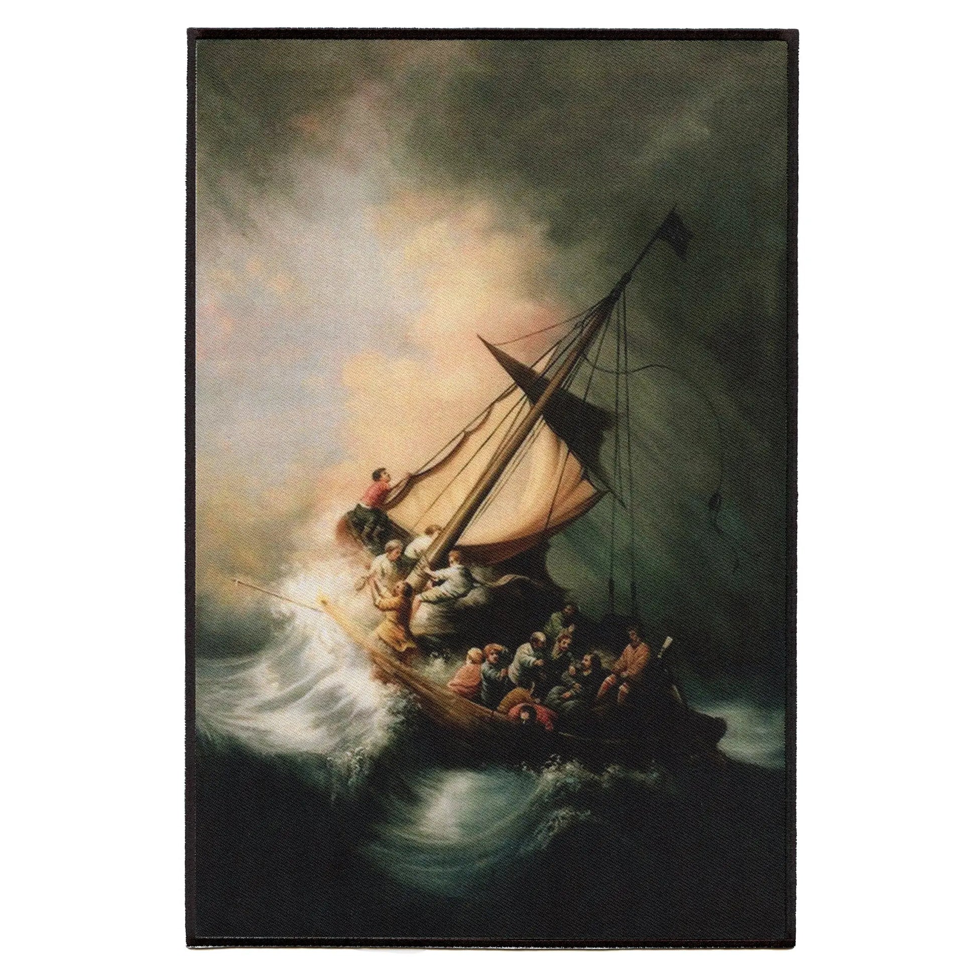 Christ In The Storm Patch Rembrandt Painting XL Embroidered Iron On