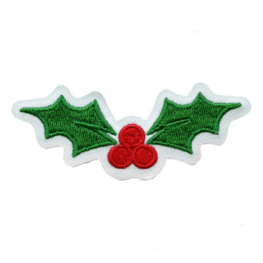 Christmas Holly Berries Embroidered Iron On Patch