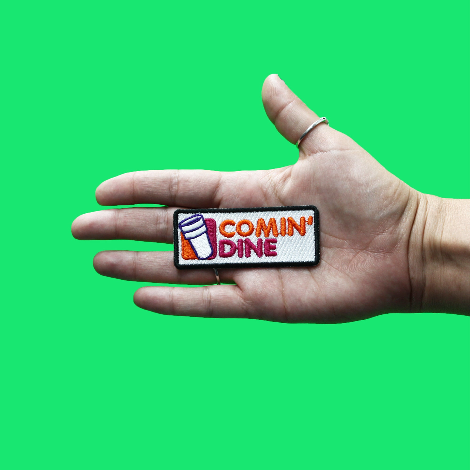 Comin Dine Double Cup Patch Coffee Shop Parody Embroidered Iron On