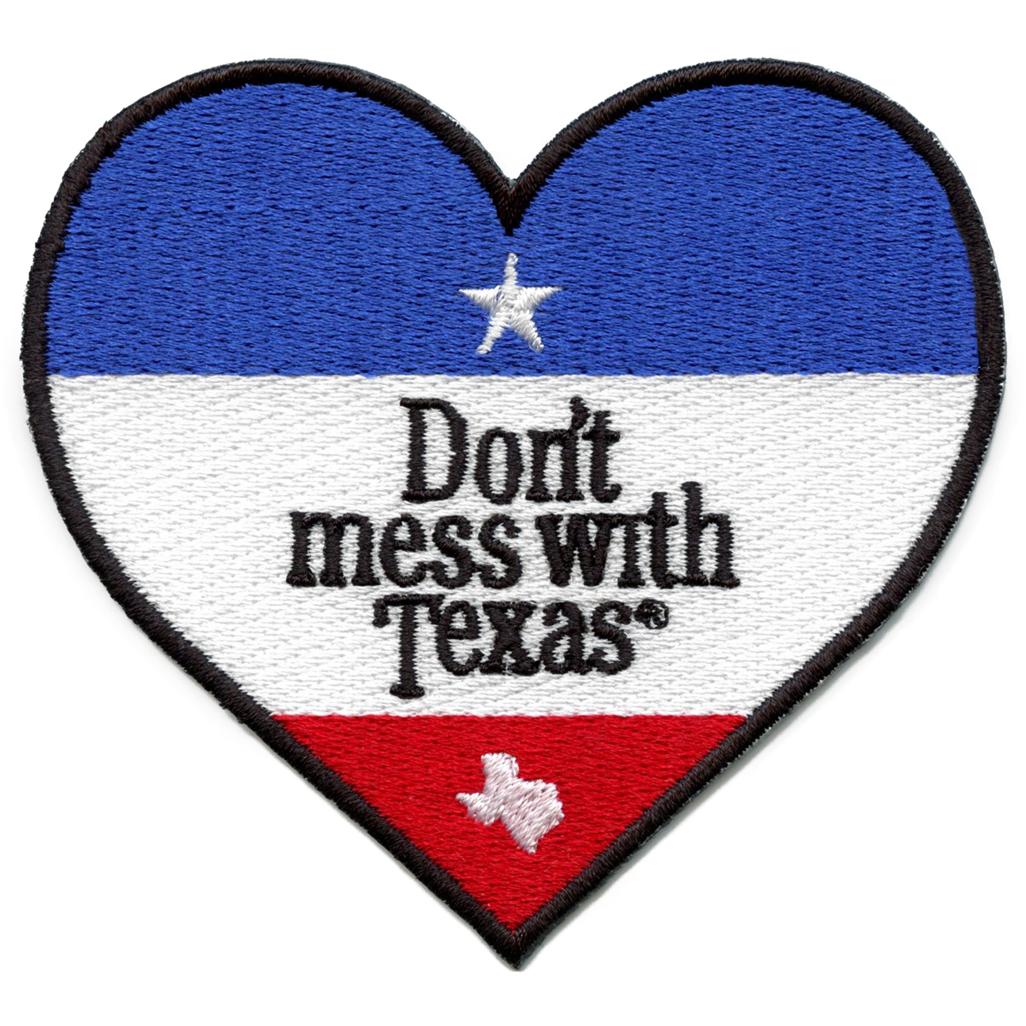 Don't Mess With Texas Patch Heart Shape Embroidered Iron On