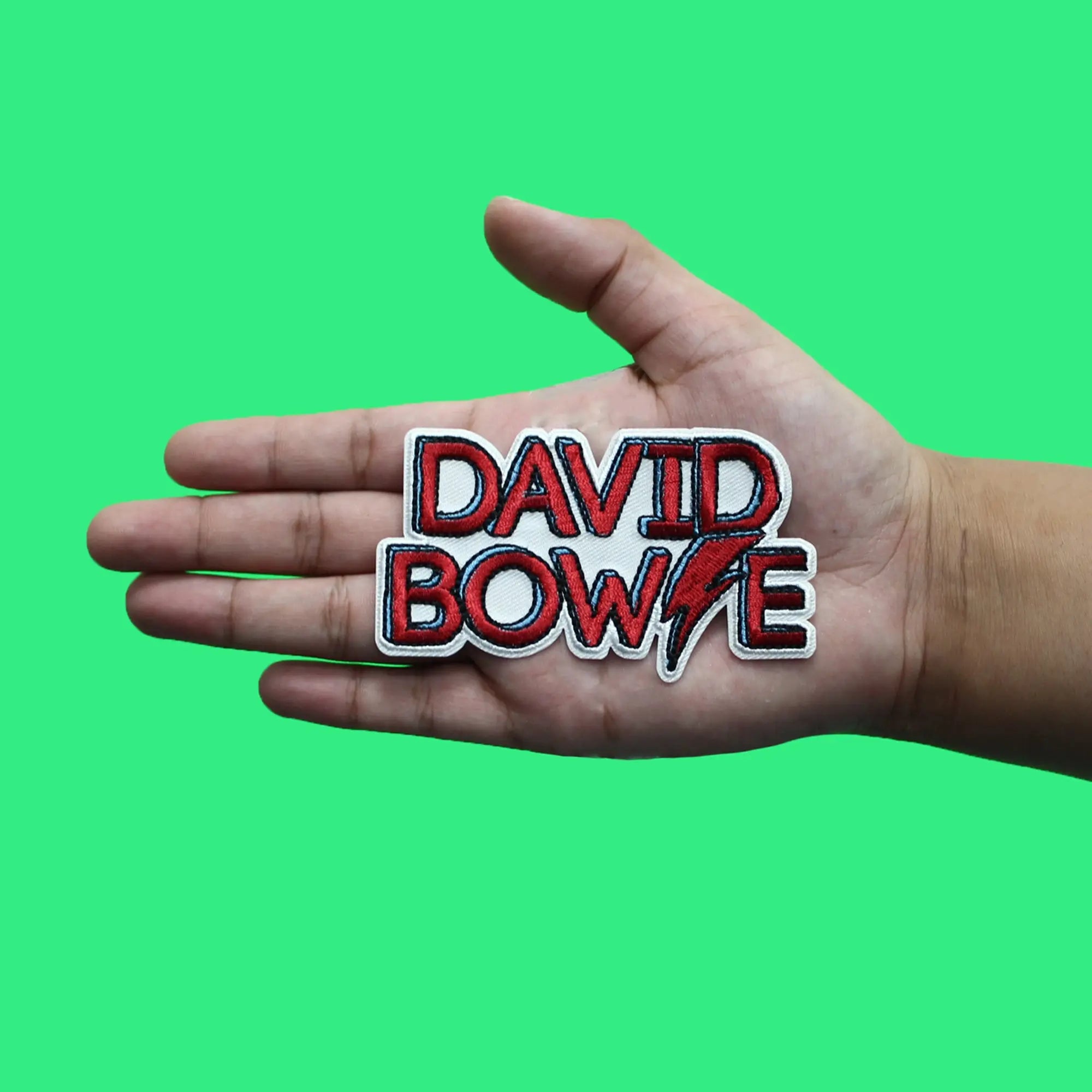 David Bowie Bolt Name Patch Icon Glam Rock Embroidered Iron On