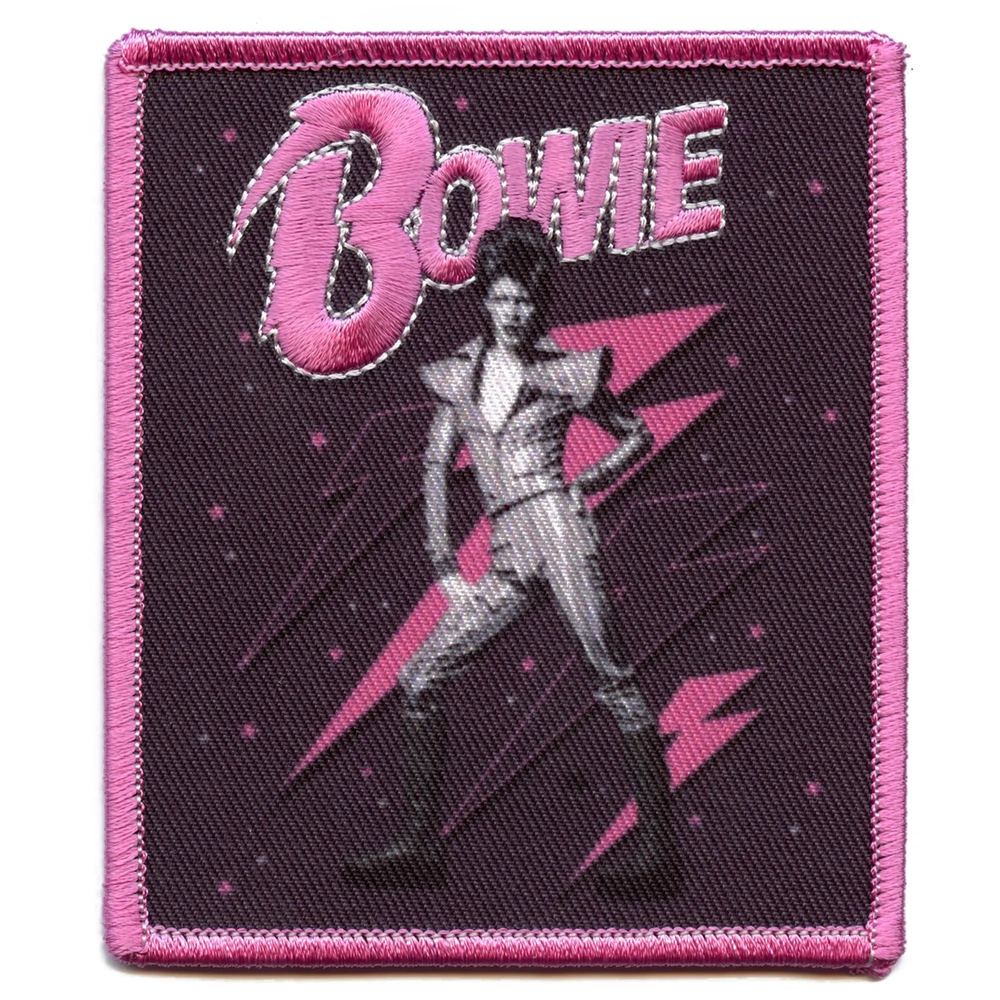 Official David Bowie Patch Pink Bolts Embroidered Iron On