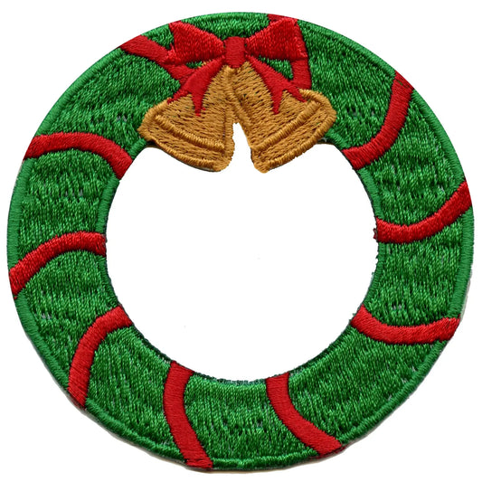 Decorated Christmas Wreath Embroidered Iron On Patch